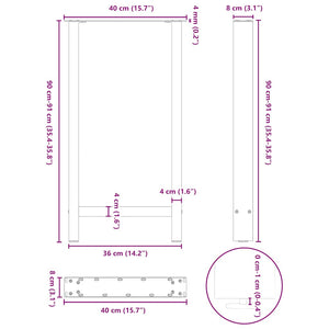 vidaXL Bar Table Legs Natural Steel 2 pcs. 40x(90-91) cm Steel