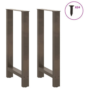 vidaXL Bar Table Legs Natural Steel 2 pcs. 50x(90-91) cm Steel