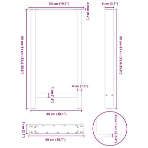 vidaXL Bar Table Legs Natural Steel 2 pcs. 50x(90-91) cm Steel
