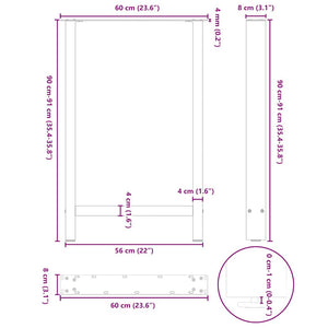 vidaXL Bar Table Legs Anthracite 2 pcs. 60x(90-91) cm Steel