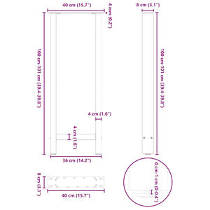 vidaXL Bar Table Legs White 2 pcs 40x(100-101) cm Steel