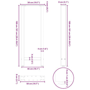 vidaXL Bar Table Legs Black 2 pcs 50x(100-101) cm Steel