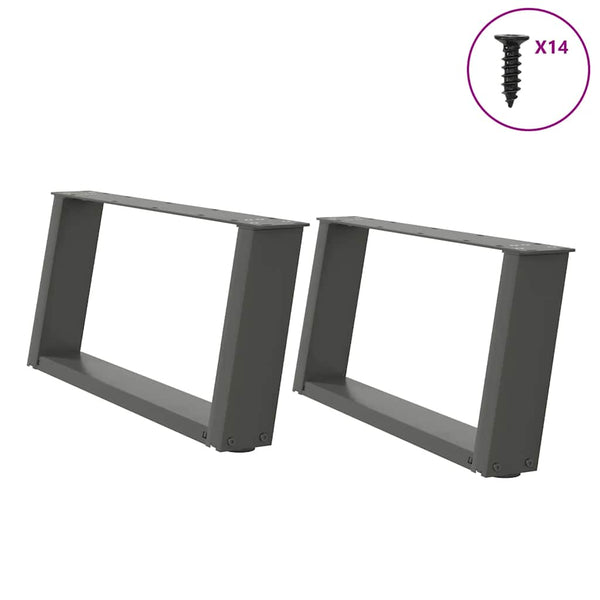 vidaXL Coffee Table Legs U-shaped 2 pcs Anthracite 70x(30-31) cm Steel
