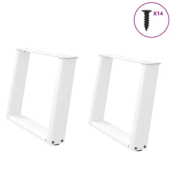 vidaXL Coffee Table Legs U-shaped 2 pcs White 70x(42-43) cm Steel