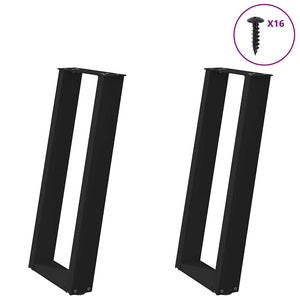 vidaXL Console Table Legs U-Shape 2 pcs Black 38x(72-73) cm Steel
