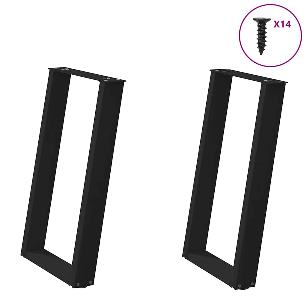 vidaXL Dining Table Legs U-shaped 2 pcs. Black 60x(72-73) cm Steel