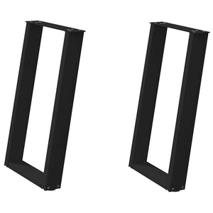 vidaXL Dining Table Legs U-shaped 2 pcs. Black 60x(72-73) cm Steel