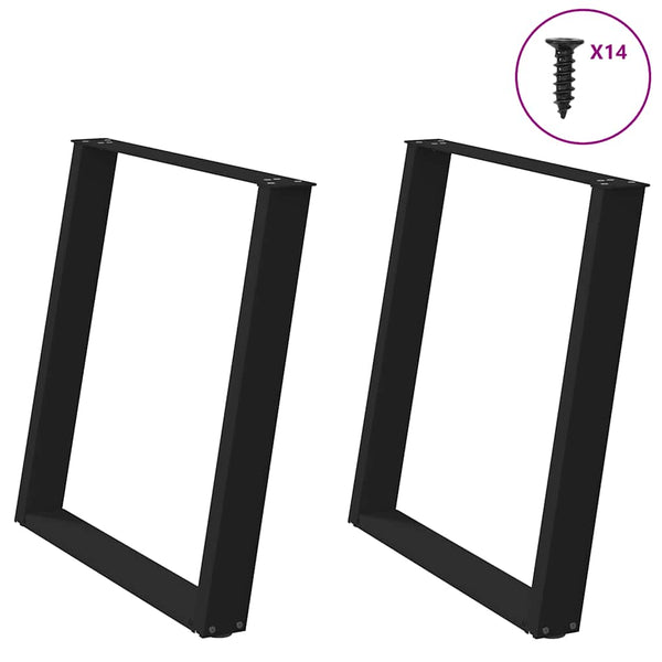 vidaXL Dining Table Legs U-shaped 2 pcs. Black 70x(72-73) cm Steel