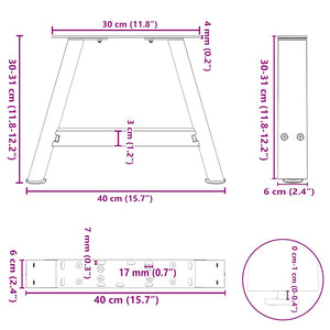 vidaXL Coffee Table Legs A-Frame 2 pcs. Anthracite 40x(30-31) cm Steel