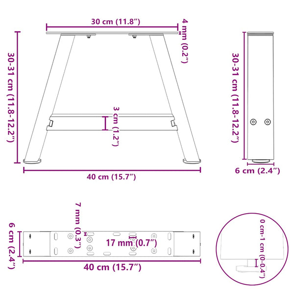 vidaXL Coffee Table Legs A-Frame 2 pcs. Anthracite 40x(30-31) cm Steel