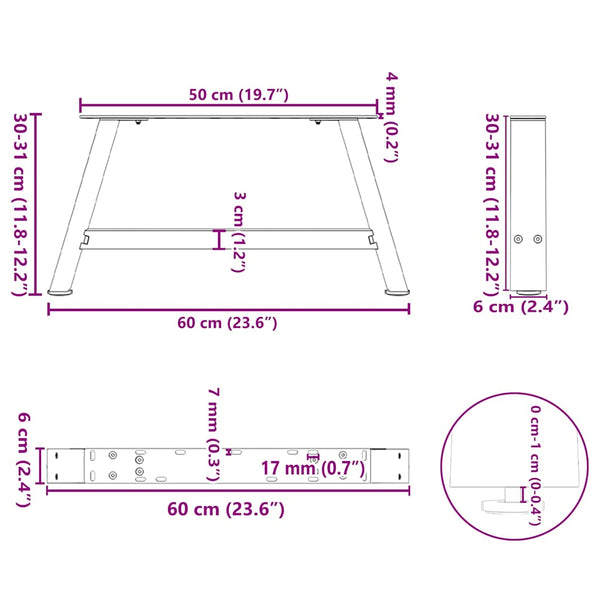 vidaXL Coffee Table Legs A-frame 2 pcs. Anthracite 60x(30-31) cm Steel