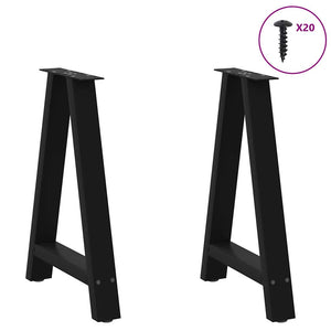 vidaXL Dining Table Legs A-Frame 2 pcs Black 60x(72-73) cm Steel