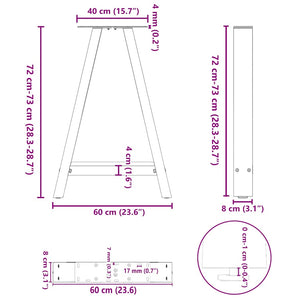 vidaXL Dining Table Legs A-Frame 2 pcs Black 60x(72-73) cm Steel