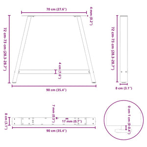vidaXL Dining Table Legs A-shape 2 pcs White 90x(72-73) cm Steel