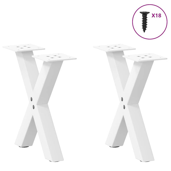vidaXL Coffee Table Legs X-Shape 2 pcs White 30x(30-31) cm Steel