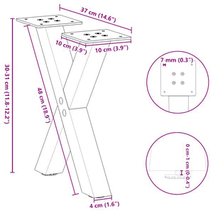 vidaXL Coffee Table Legs X-Shape 2 pcs. White 37x(30-31) cm Steel