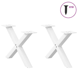 vidaXL Coffee Table Legs X-Shape 2 pcs. White 50x(30-31) cm Steel