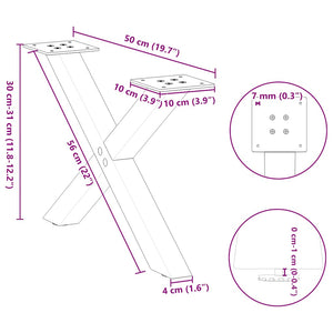 vidaXL Coffee Table Legs X-Shape 2 pcs. White 50x(30-31) cm Steel