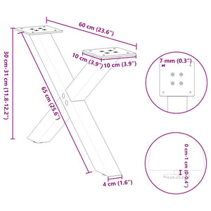 vidaXL Coffee Table Legs X-Shape 2 pcs. White 60x(30-31) cm Steel