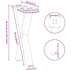 vidaXL Coffee Table Legs X-Shape 2 pcs White 28x(42-43) cm Steel
