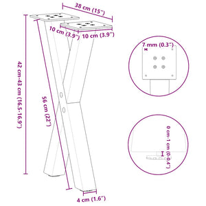 vidaXL Coffee Table Legs X-Shape 2 pcs. White 38x(42-43) cm Steel