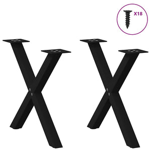 vidaXL Coffee Table Legs X-Shape 2 pcs. Black 50x(42-43) cm Steel