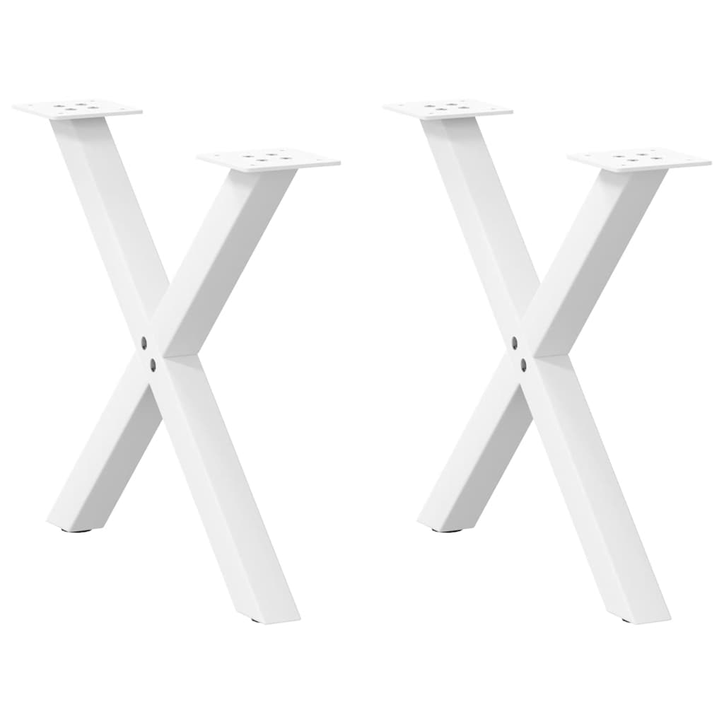 vidaXL Coffee Table Legs X-Shape 2 pcs. White 50x(42-43) cm Steel