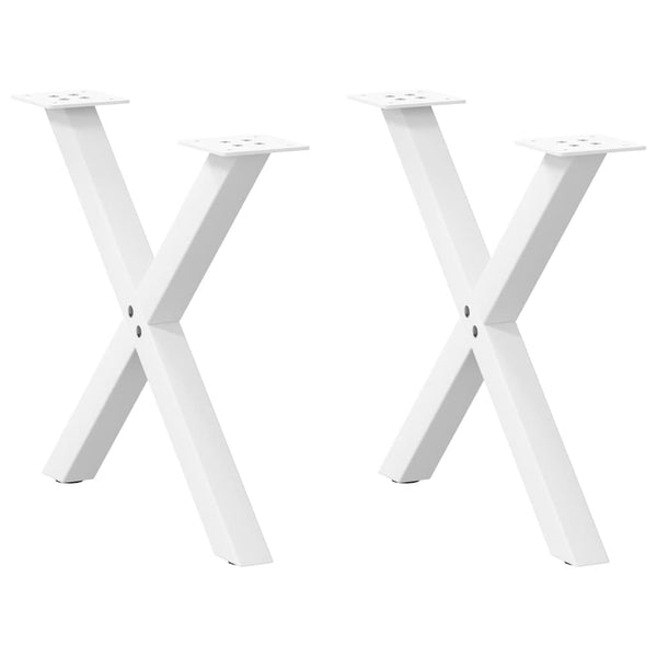 vidaXL Coffee Table Legs X-Shape 2 pcs. White 50x(42-43) cm Steel