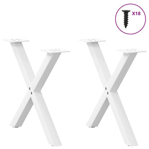 vidaXL Coffee Table Legs X-Shape 2 pcs. White 50x(42-43) cm Steel