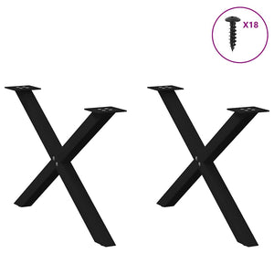 vidaXL Coffee Table Legs X-Shape 2 pcs. Black 70x(42-43) cm Steel