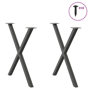 vidaXL Dining Table Legs X-Shape 2 pcs Anthracite 80x(72-73) cm Steel