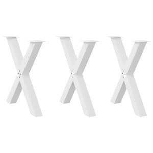 vidaXL Dining Table Legs X-Shape 3 pcs. White 70x(72-73) cm Steel
