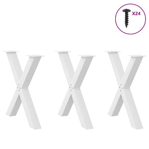 vidaXL Dining Table Legs X-Shape 3 pcs. White 70x(72-73) cm Steel
