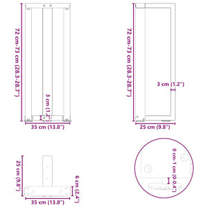 vidaXL Console Table Legs T-Shaped 2 pcs. Anthracite 38x25x(72-73)cm Steel