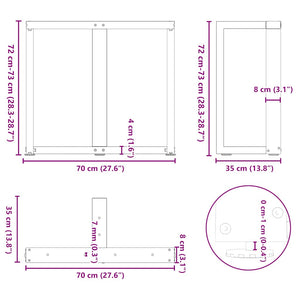 vidaXL Dining Table Legs T-Shaped 2 pcs. Anthracite 70x35x(72-73) cm Steel