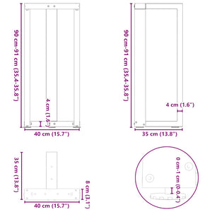 Schwarze Bartischbeine T-Form, 2er Set