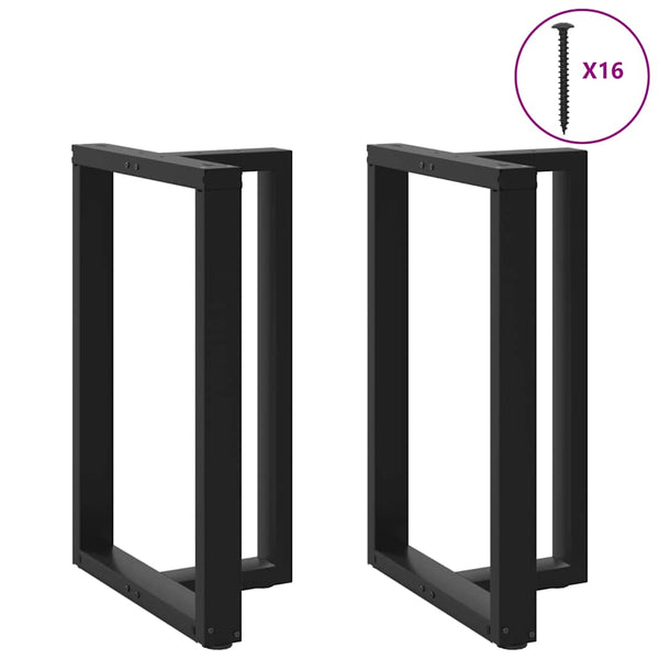 Bartischbeine T-Form, 2er Set, Schwarz