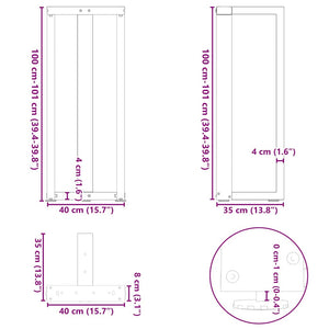 Bartischbeine T-Form Anthrazit, 2er Set