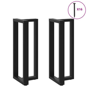 Bartischbeine T-Form, 2er Set, Schwarz