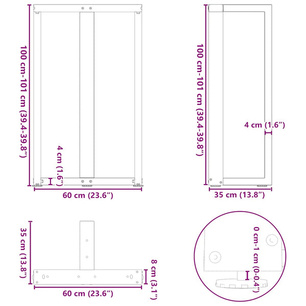 Weiße Bartischbeine T-Form, 2er Set