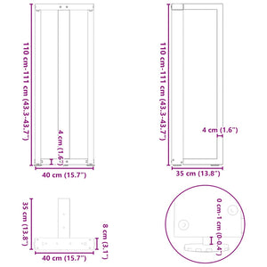 Weiße Bartischbeine T-Form, 2er Set