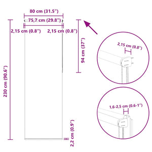 vidaXL Black Blackout Roller Blind 80x230 cm Fabric width 75.7 cm