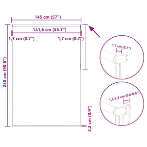 vidaXL Black Blackout Blind 145x230 cm Fabric width 141.6 cm