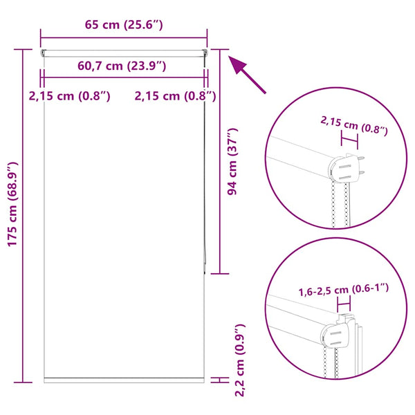Marineblaues Verdunkelungsrollo 65x175cm