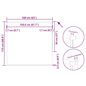 vidaXL Blackout Roller Blind White 160x175 cm Fabric width 156.6 cm