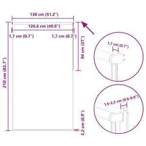 vidaXL Blackout Blind White 130x210 cm Fabric Width 126.6 cm