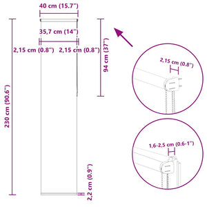 vidaXL Blackout Roller Blind White 40x230cm Fabric width 35.7 cm Polyester
