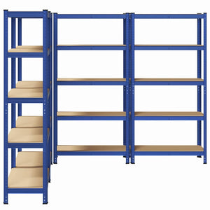 vidaXL 5-Tier Storage Shelves 4 pcs Blue Steel & Engineered Wood