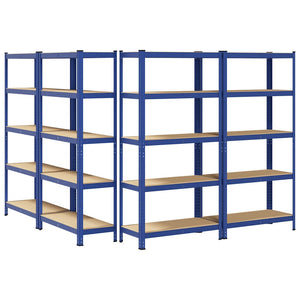 vidaXL 5-Tier Storage Shelves 4 pcs Blue Steel & Engineered Wood