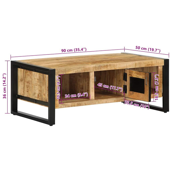 vidaXL Coffee Table 90x50x36 cm Rough Solid Mango Wood